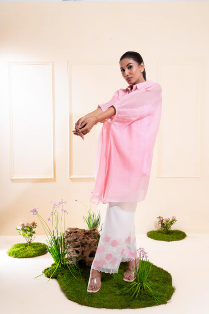 Blush Pink Kaftan Style Chanderi Co-ord Set