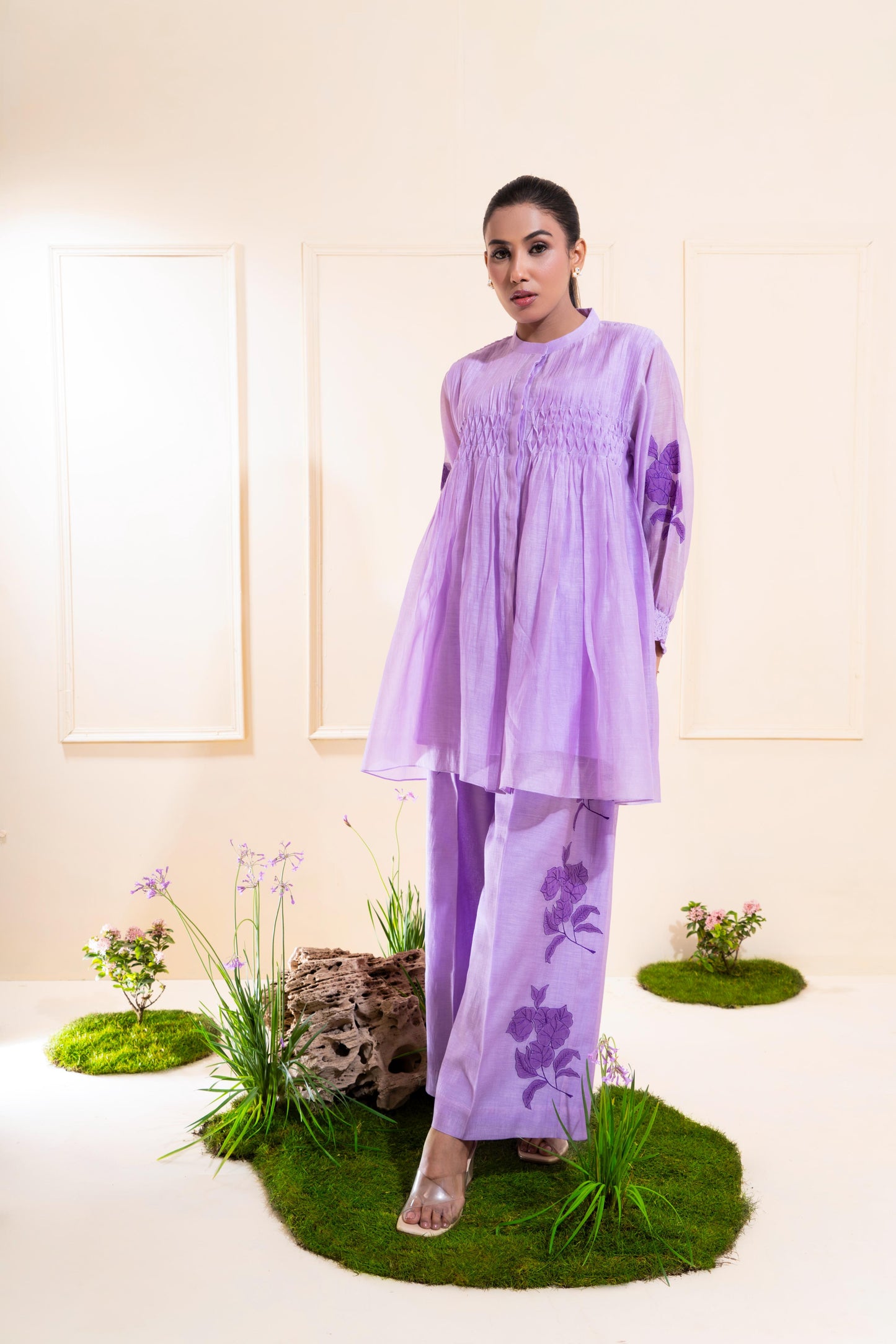 Lilac Smocking Chanderi Co-ord Set