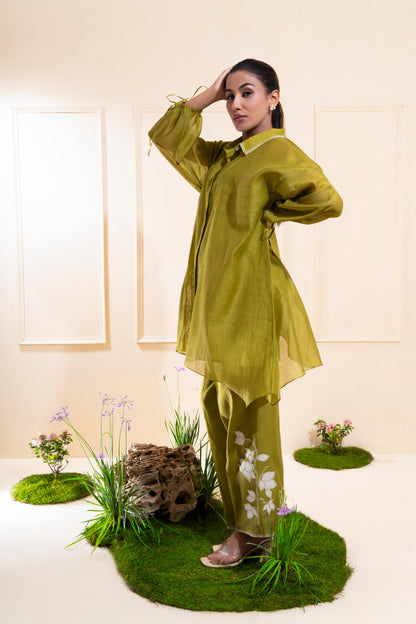 Moss Green Applique Chanderi Co-ord Set