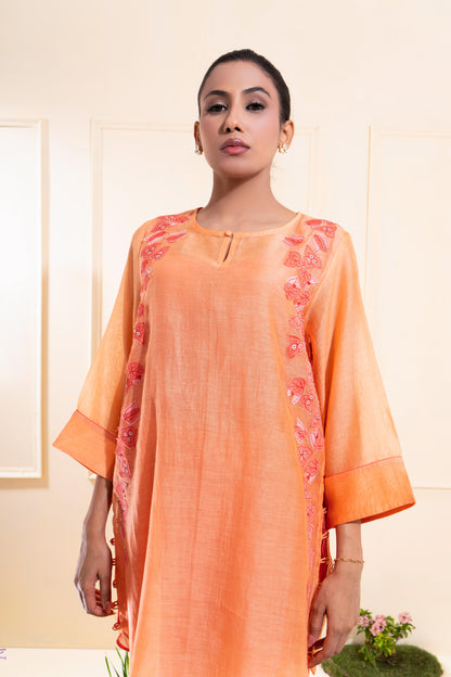 Peach Two Tone Chanderi Co-ord Set