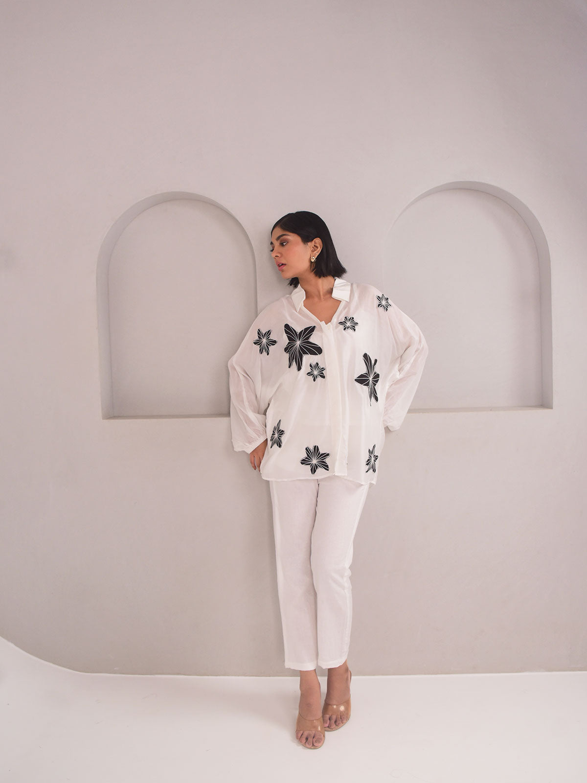 Dana Applique Modal Shirt - Black