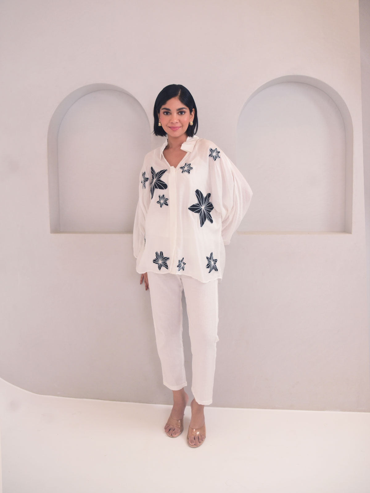 Dana Applique Modal Shirt - Black