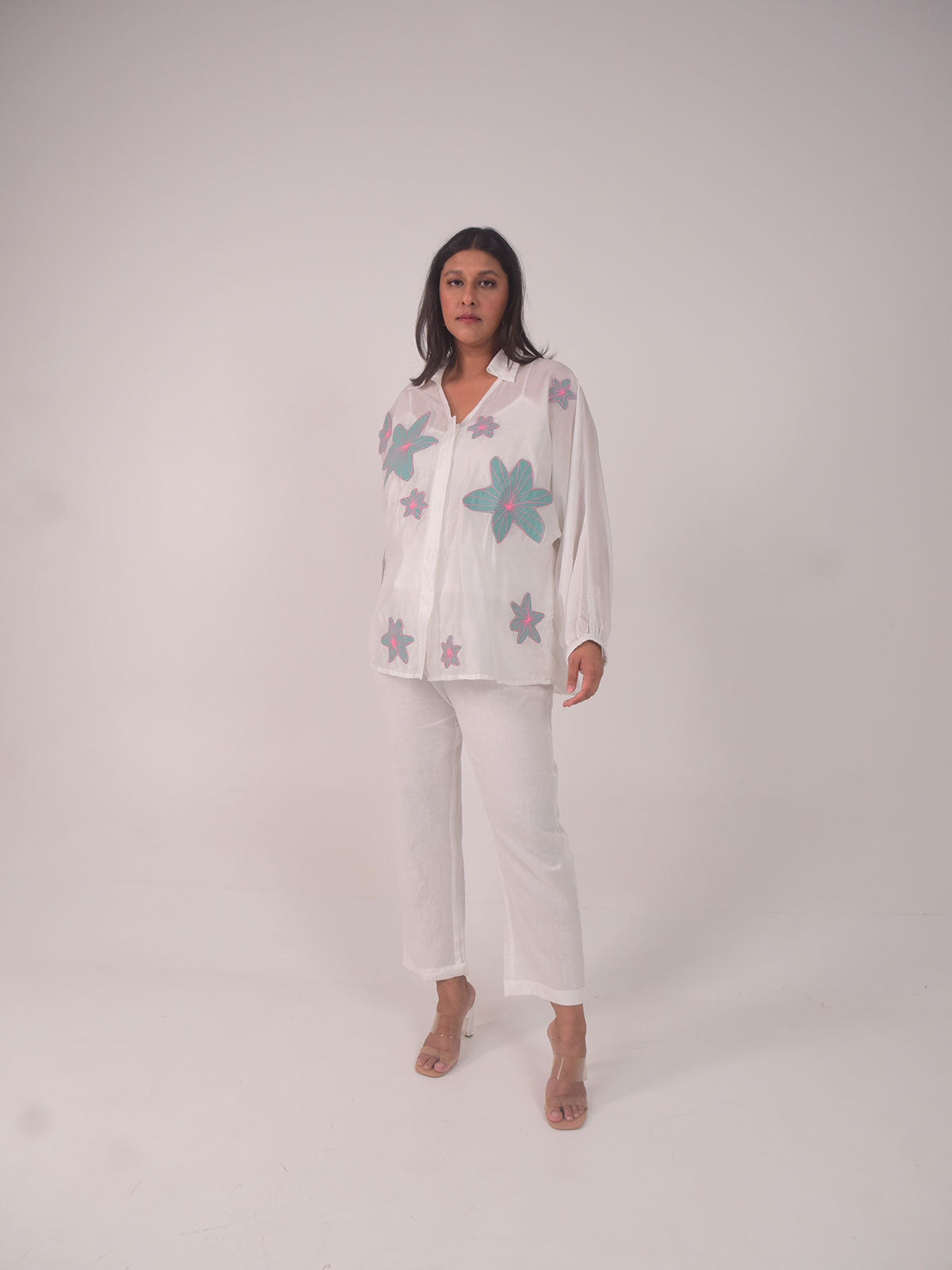 Dana Applique Modal Shirt - Blue