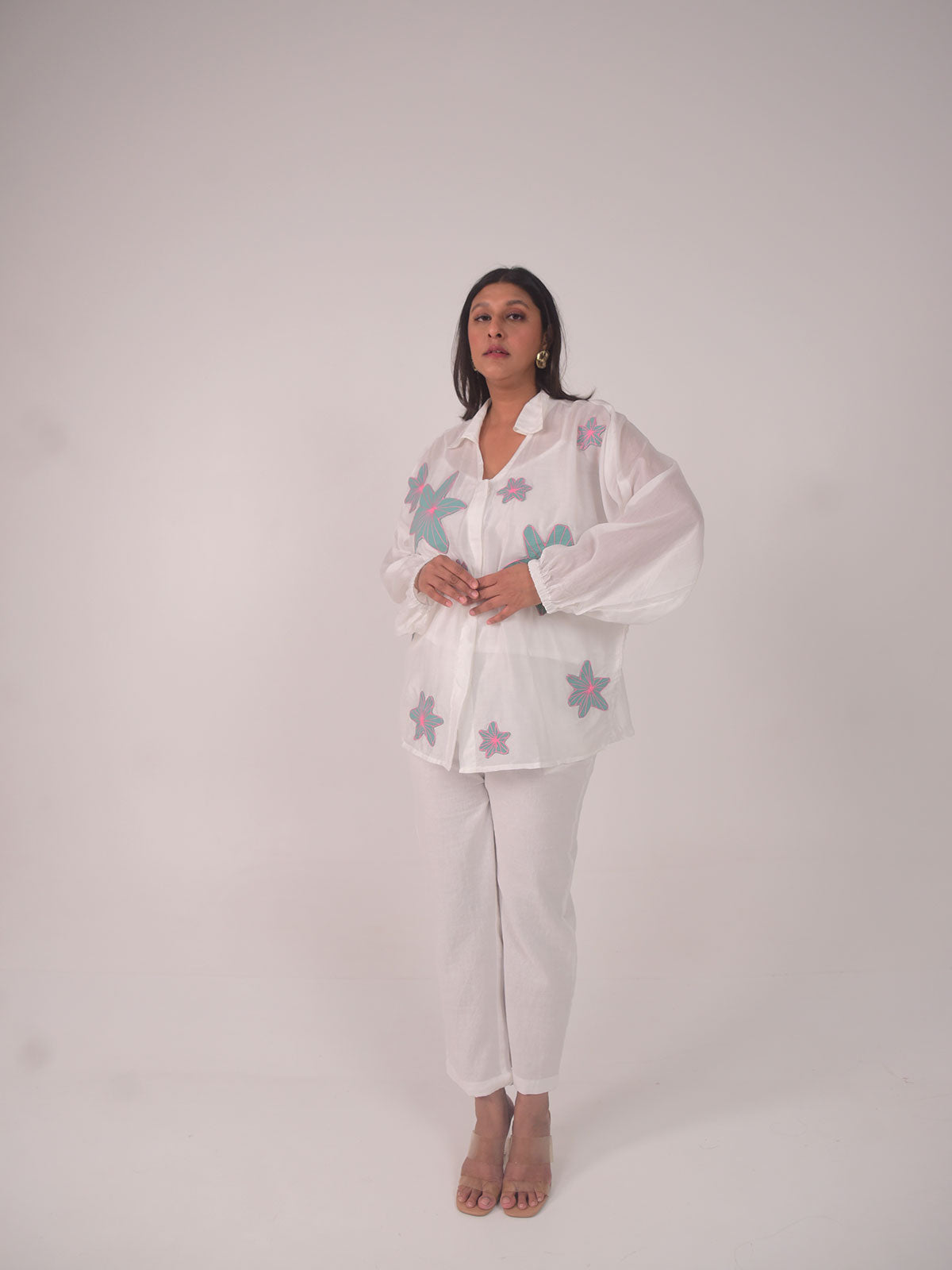 Dana Applique Modal Shirt - Blue