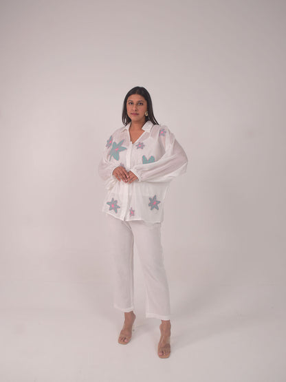 Dana Applique Modal Shirt - Blue