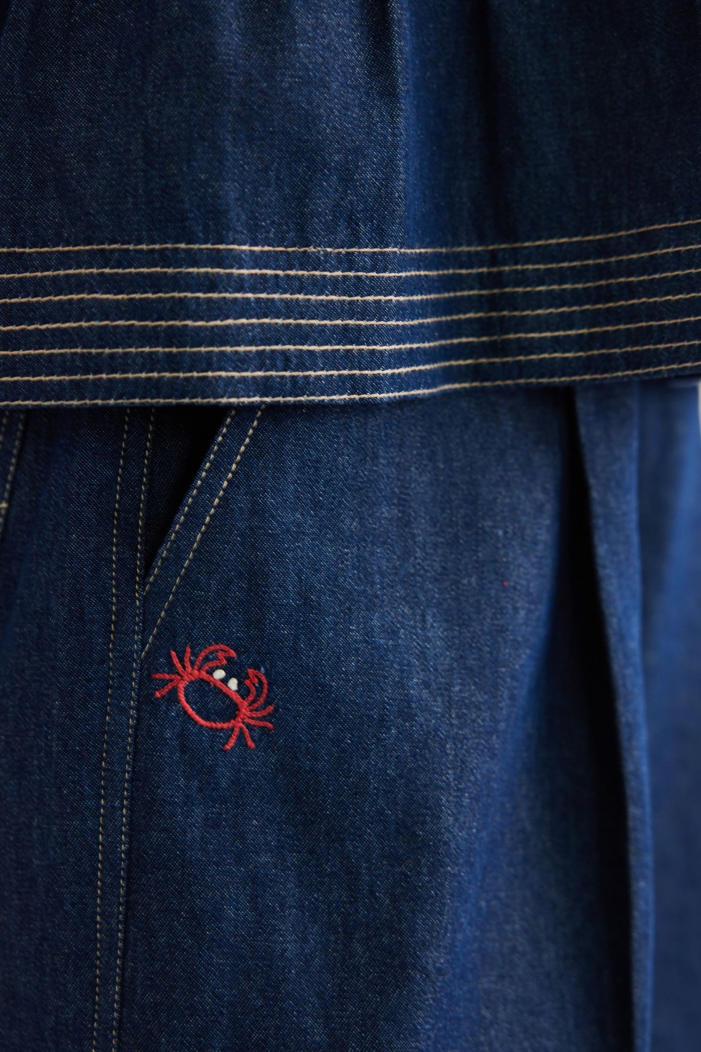 Deep Sea Sustainable Denim Peplum Top