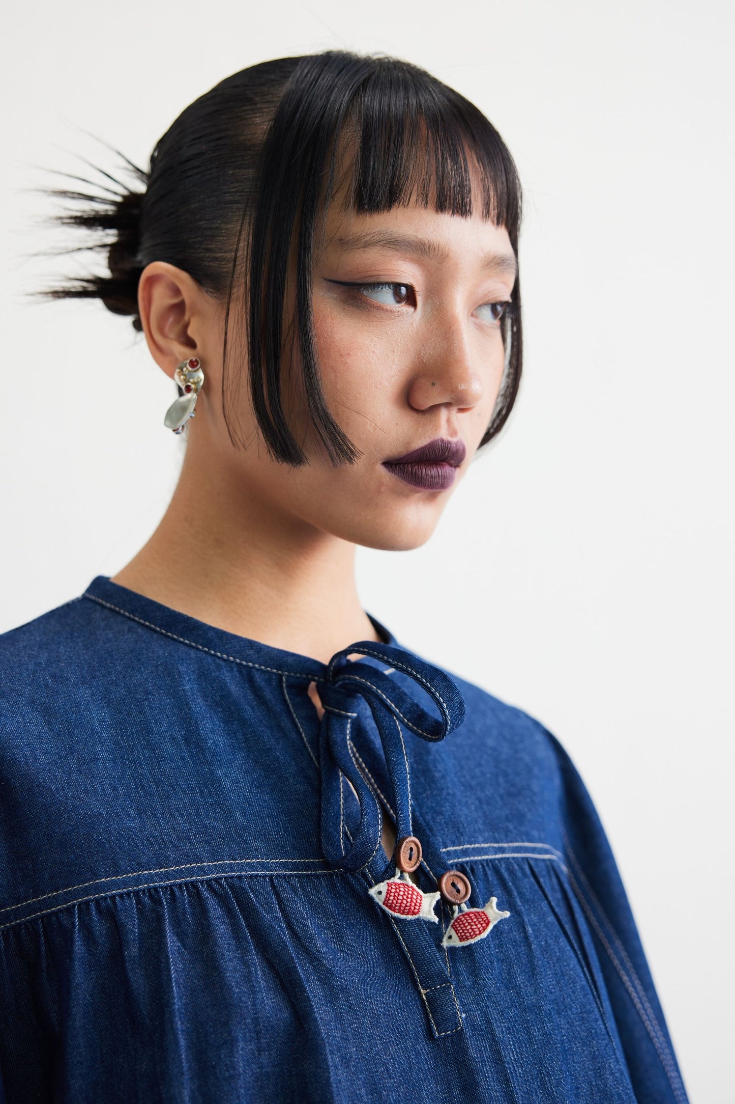 Deep Sea Sustainable Denim Peplum Top