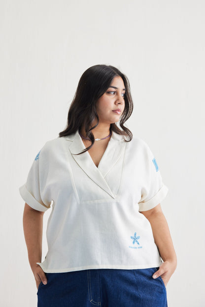 Free As The Ocean Handwoven Twill Top