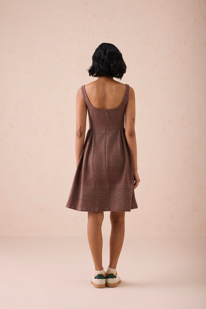 Hazel Sun Handspun Handwoven Organic Cotton Pleated Mini Dress