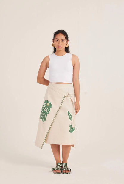 Kiji Handloom Denim Skirt