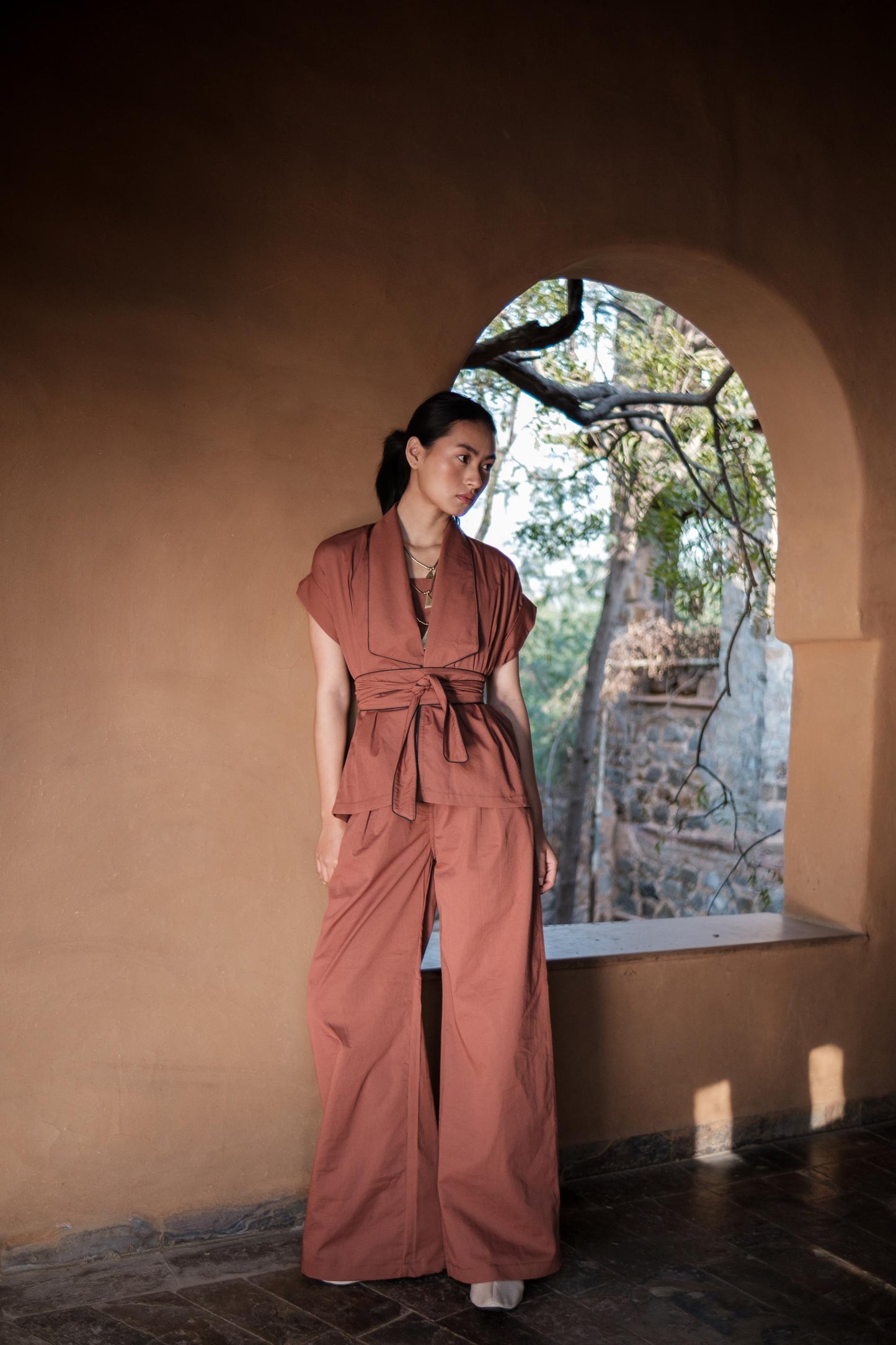 Berlin Shawl Collar Top Copper