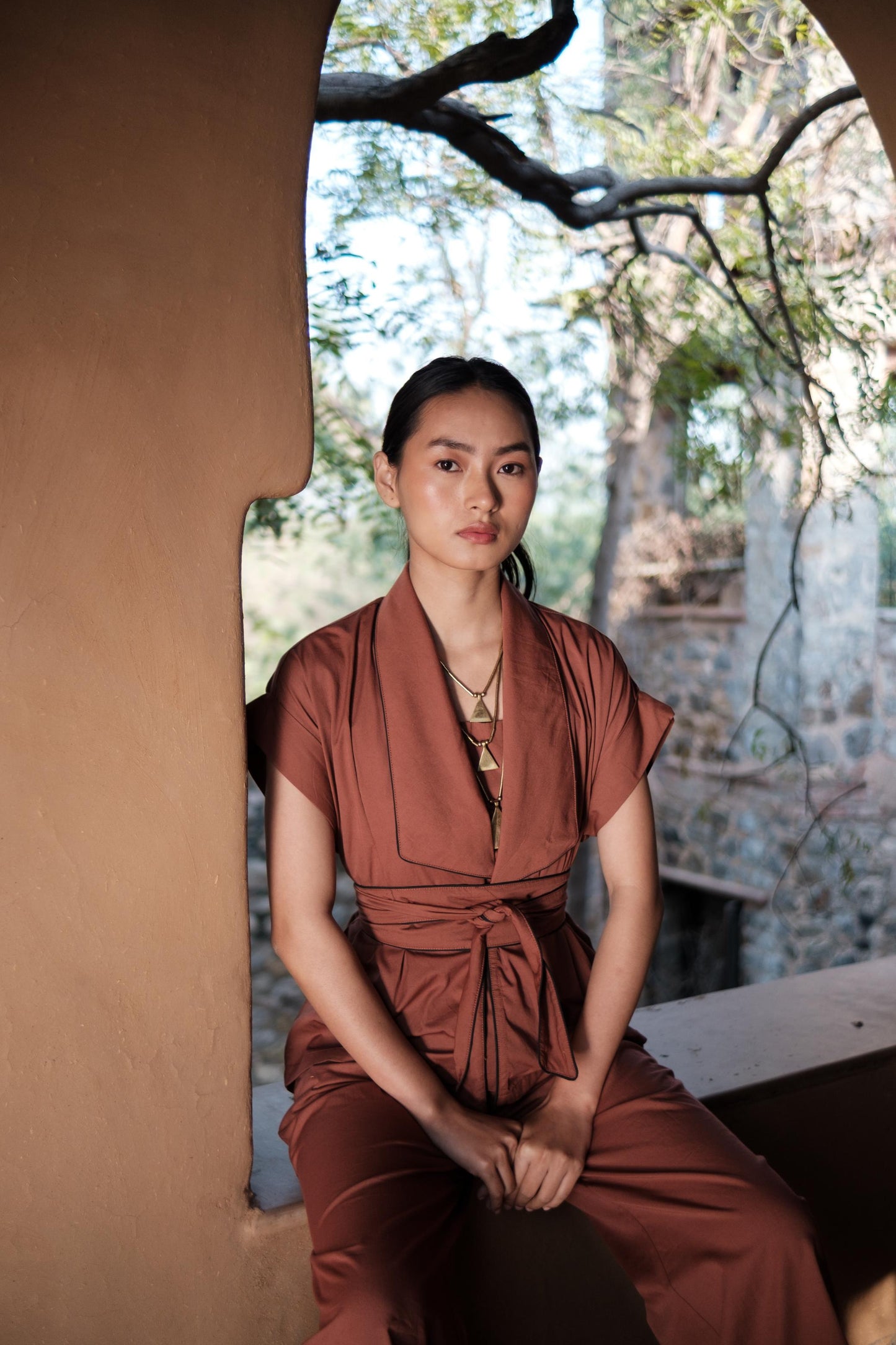 Berlin Shawl Collar Top Copper