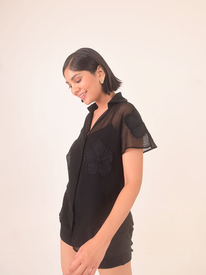 Nova Applique Cotton Net Shirt