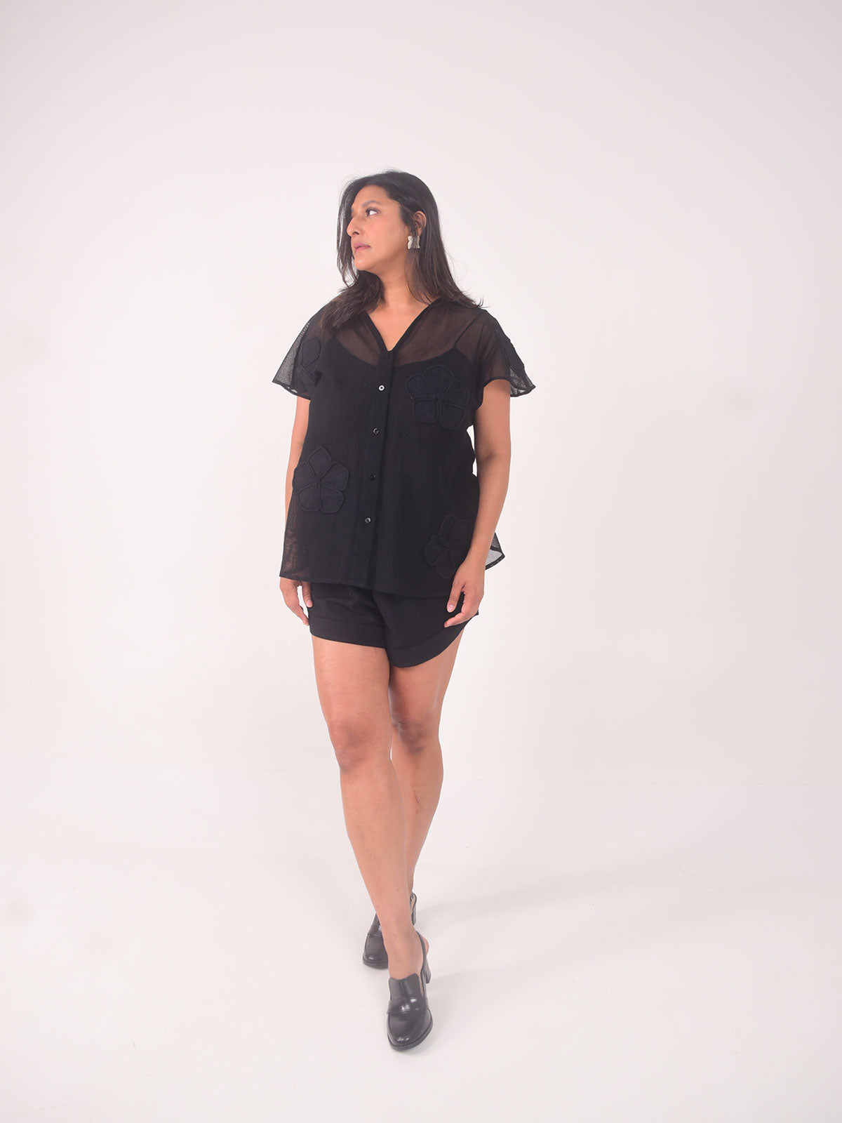 Nova Applique Cotton Net Shirt