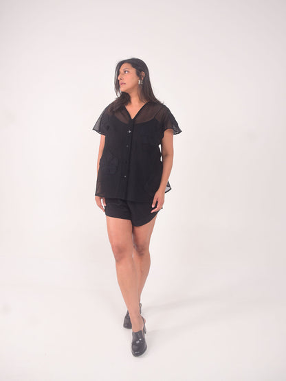 Nova Applique Cotton Net Shirt