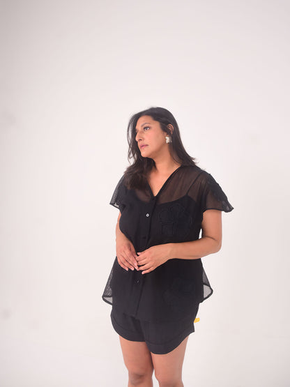 Nova Applique Cotton Net Shirt