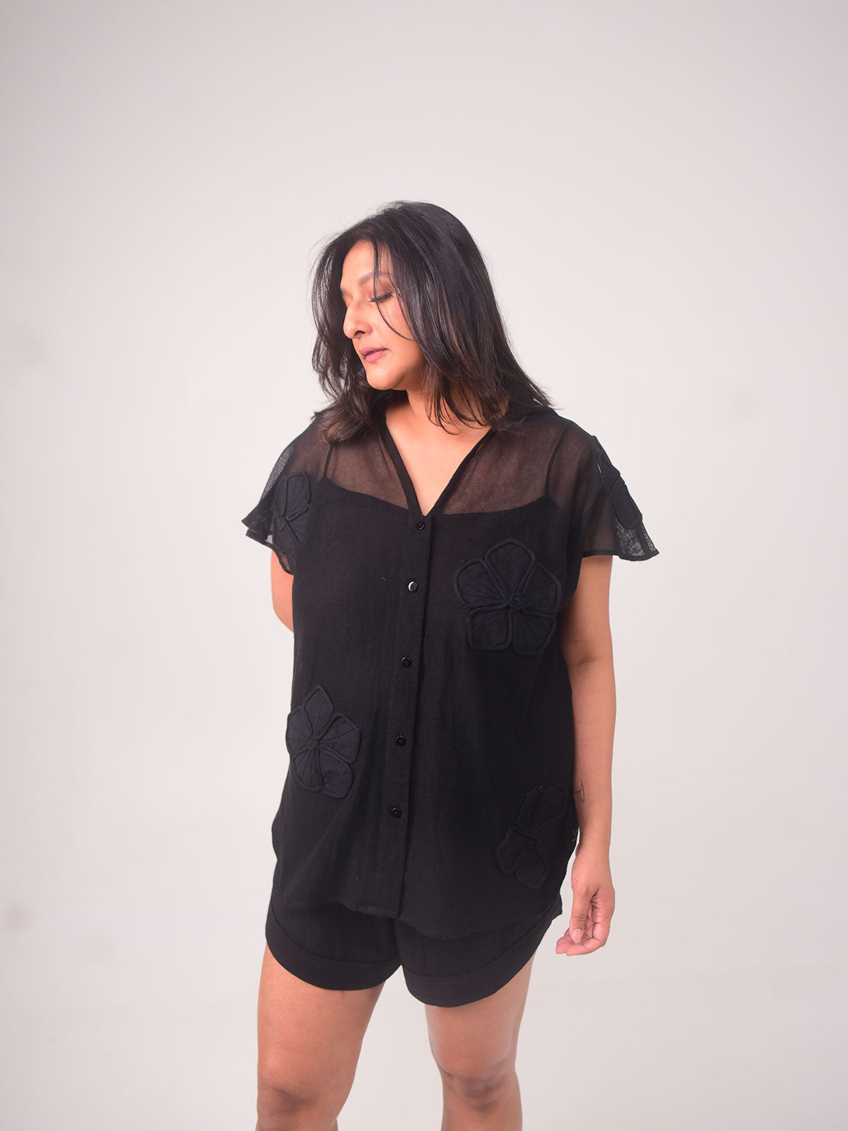 Nova Applique Cotton Net Shirt