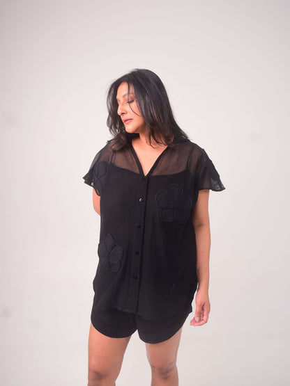 Nova Applique Cotton Net Shirt