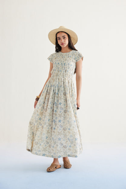 Pearly Ocean Handwoven Kala Cotton Maxi Dress