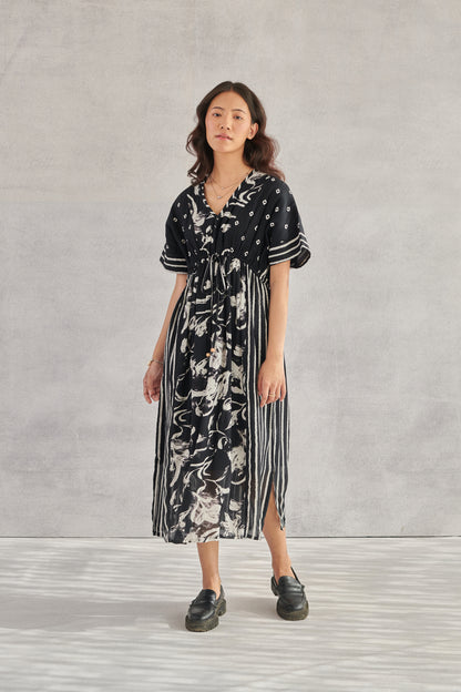 Kai Black Printed Kaftan Dress