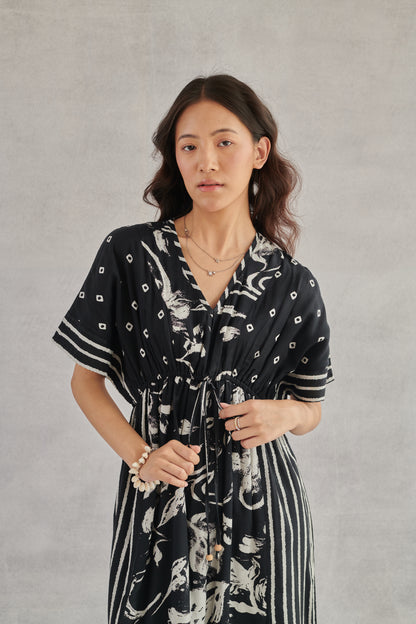 Kai Black Printed Kaftan Dress