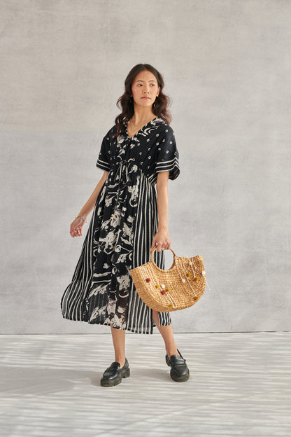 Kai Black Printed Kaftan Dress