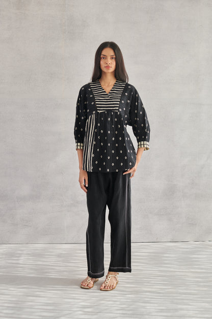 Luna Black Printed Top