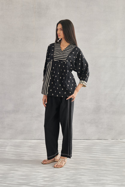 Luna Black Printed Top