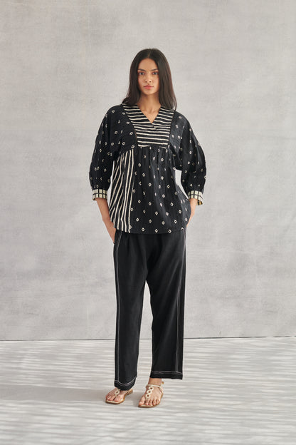 Luna Black Printed Top