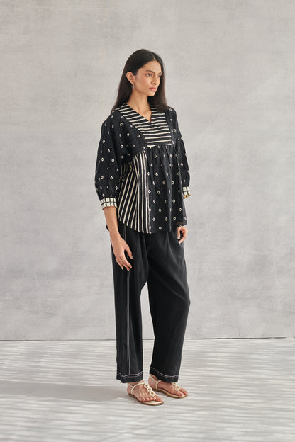 Luna Black Printed Top