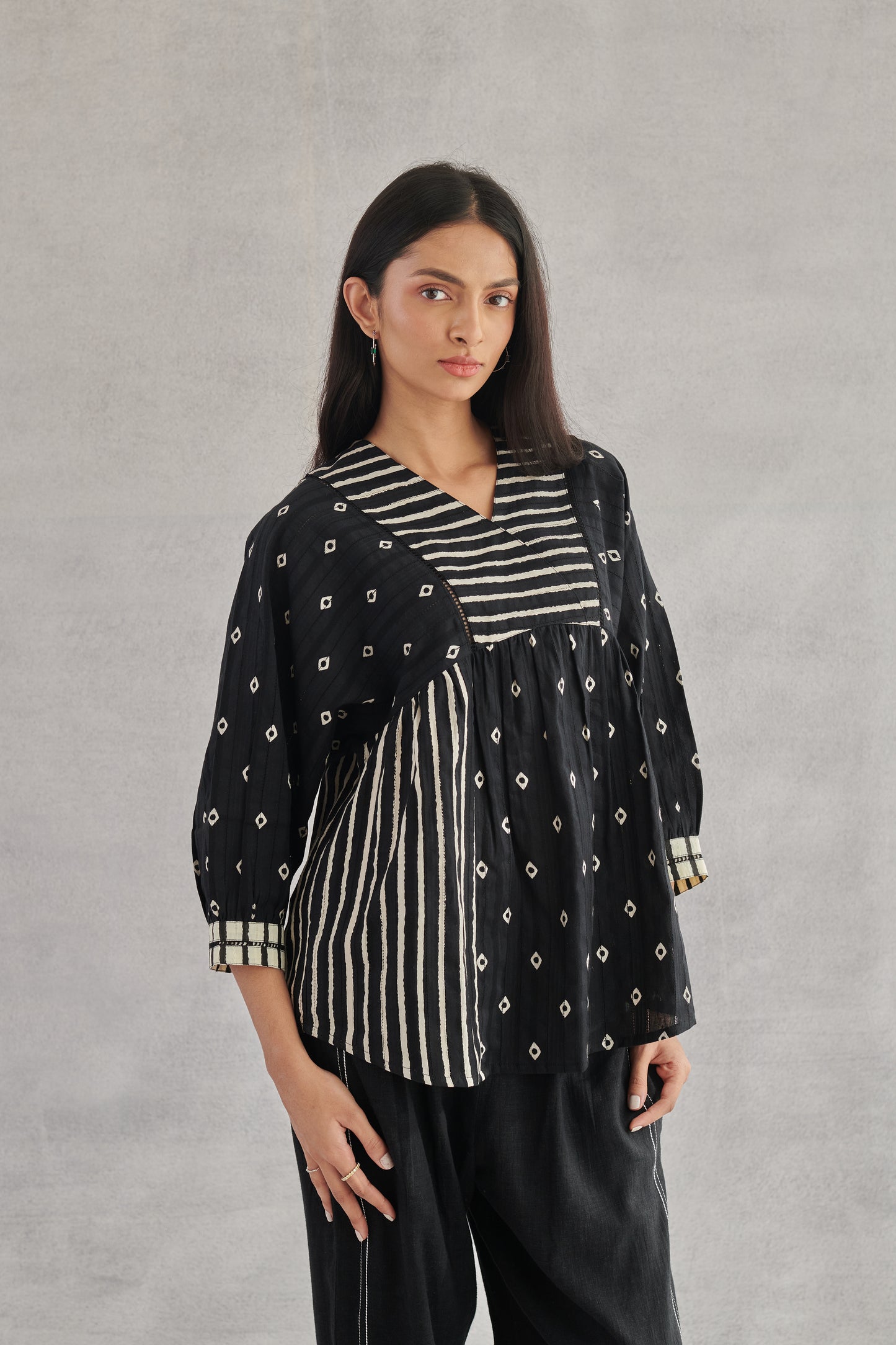 Luna Black Printed Top