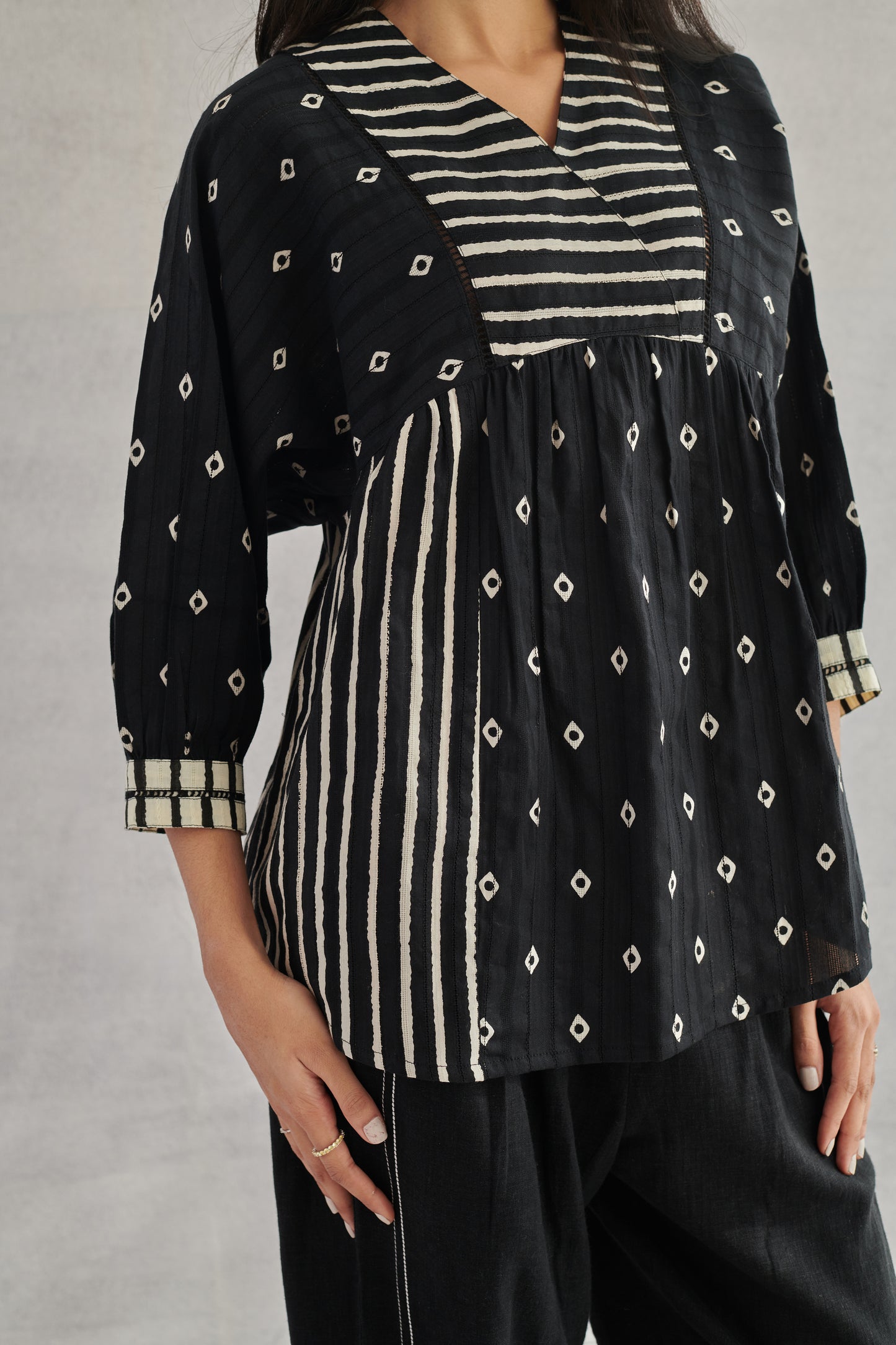 Luna Black Printed Top