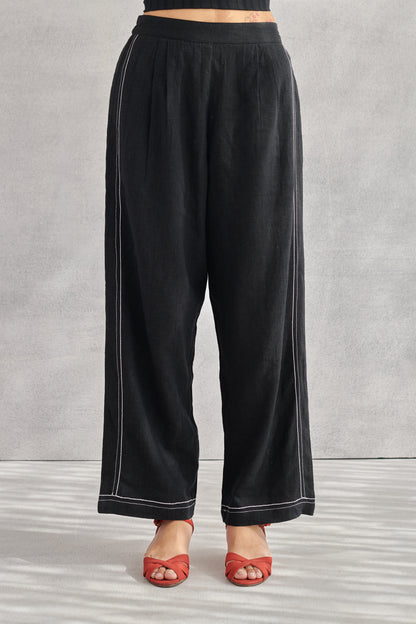 Glide Black Linen Pants
