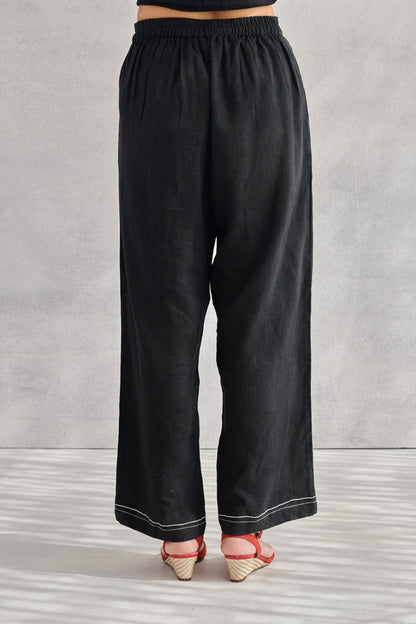 Glide Black Linen Pants