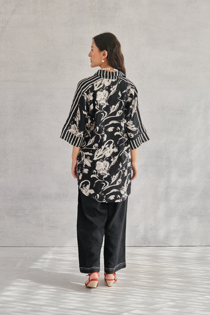 Arlo Black Long Linen Shirt