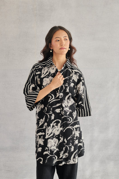 Arlo Black Long Linen Shirt