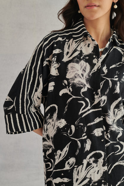 Arlo Black Long Linen Shirt