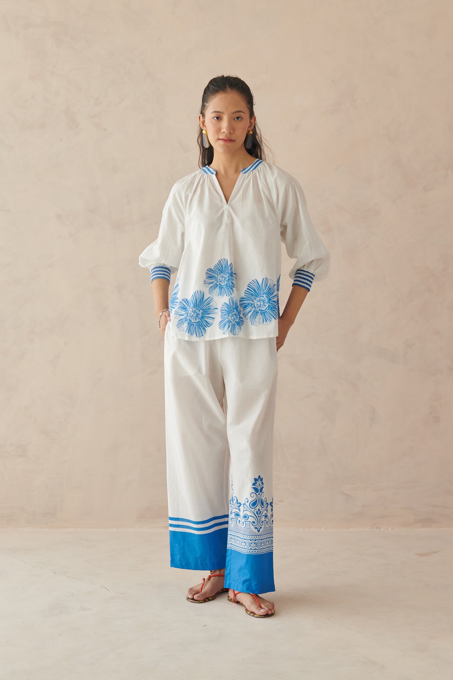 Plush White Relaxed  Floral Top