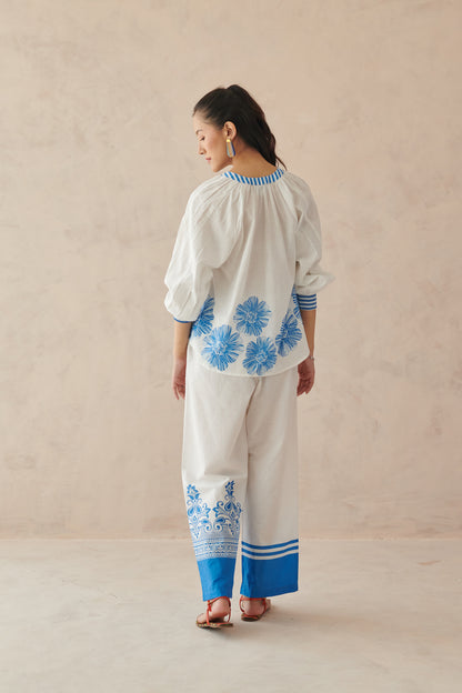 Plush White Relaxed  Floral Top