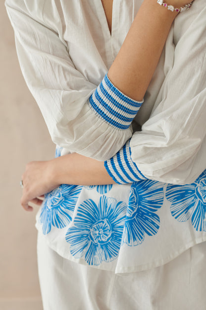 Plush White Relaxed  Floral Top