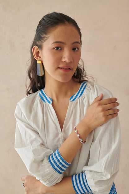 Plush White Relaxed  Floral Top