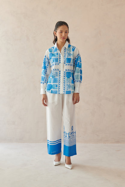 Vivia White Placement Border Shirt