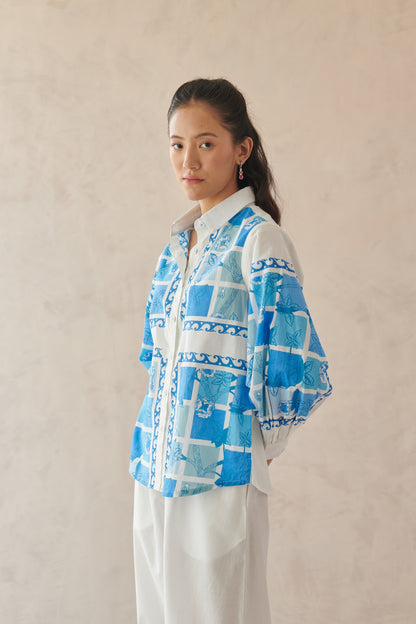 Vivia White Placement Border Shirt