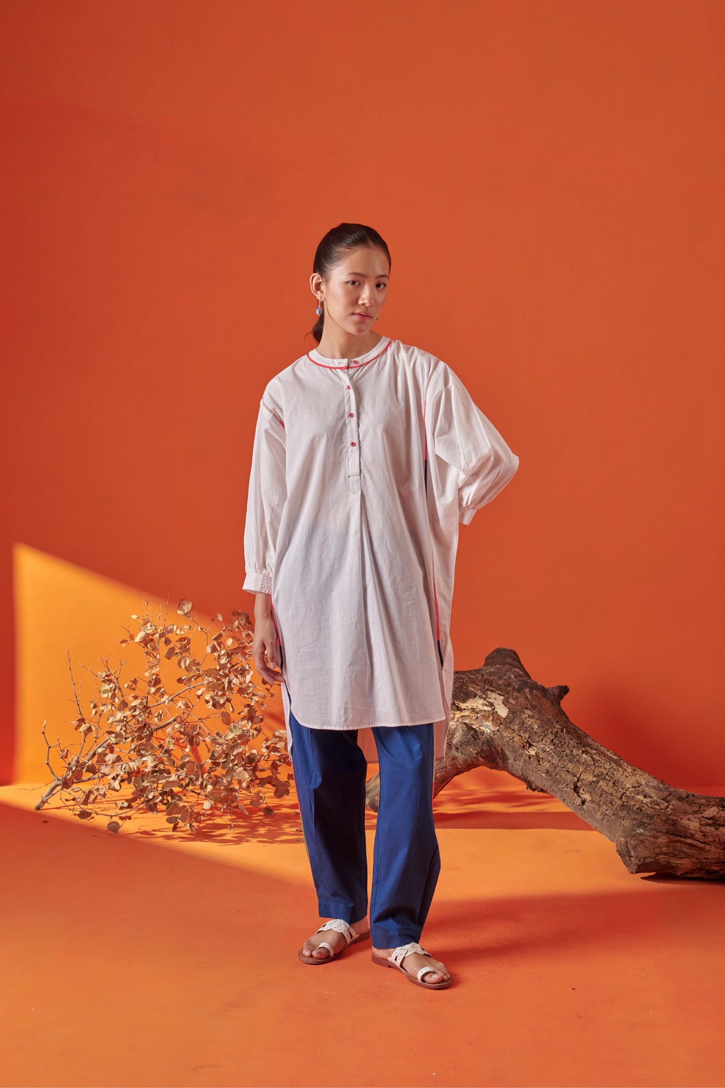 Bella White Asymmetric Tunic