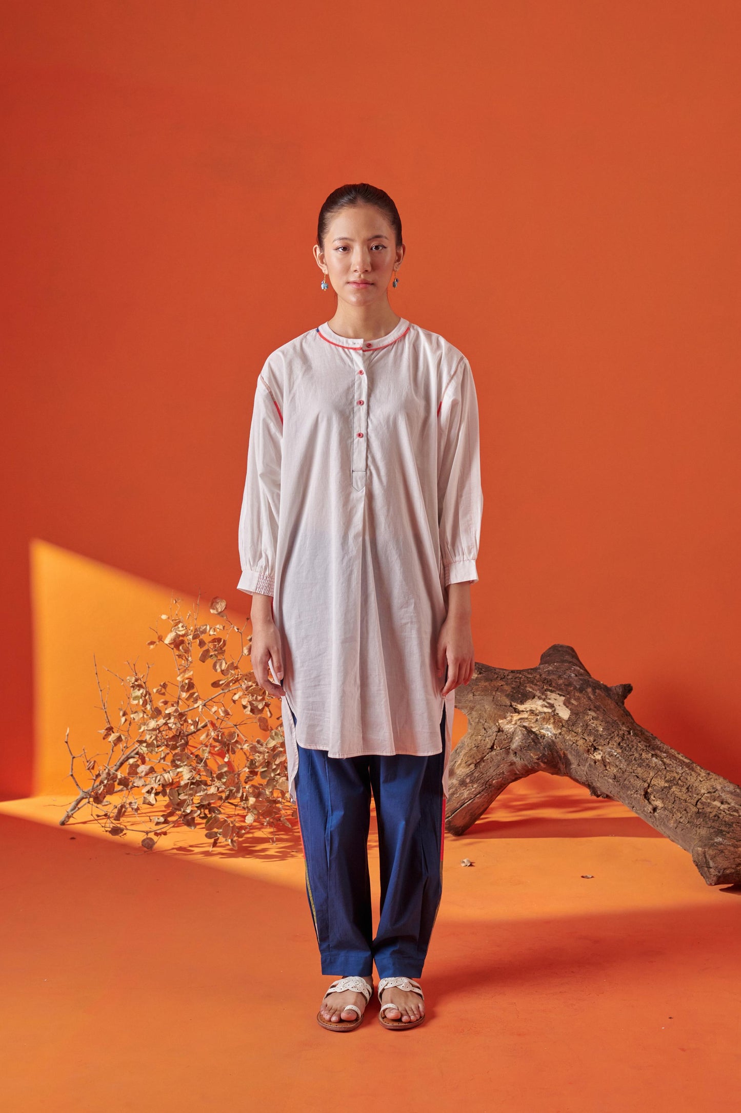 Bella White Asymmetric Tunic