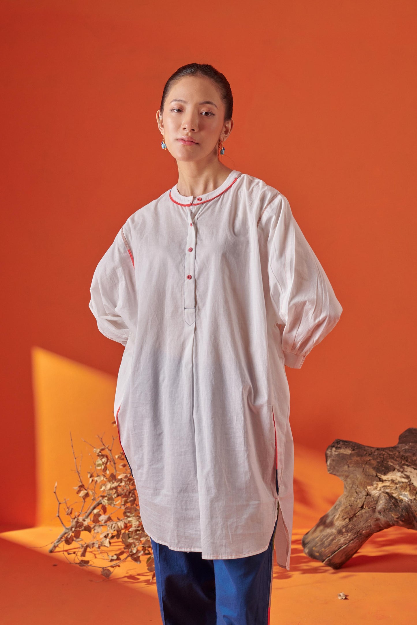 Bella White Asymmetric Tunic