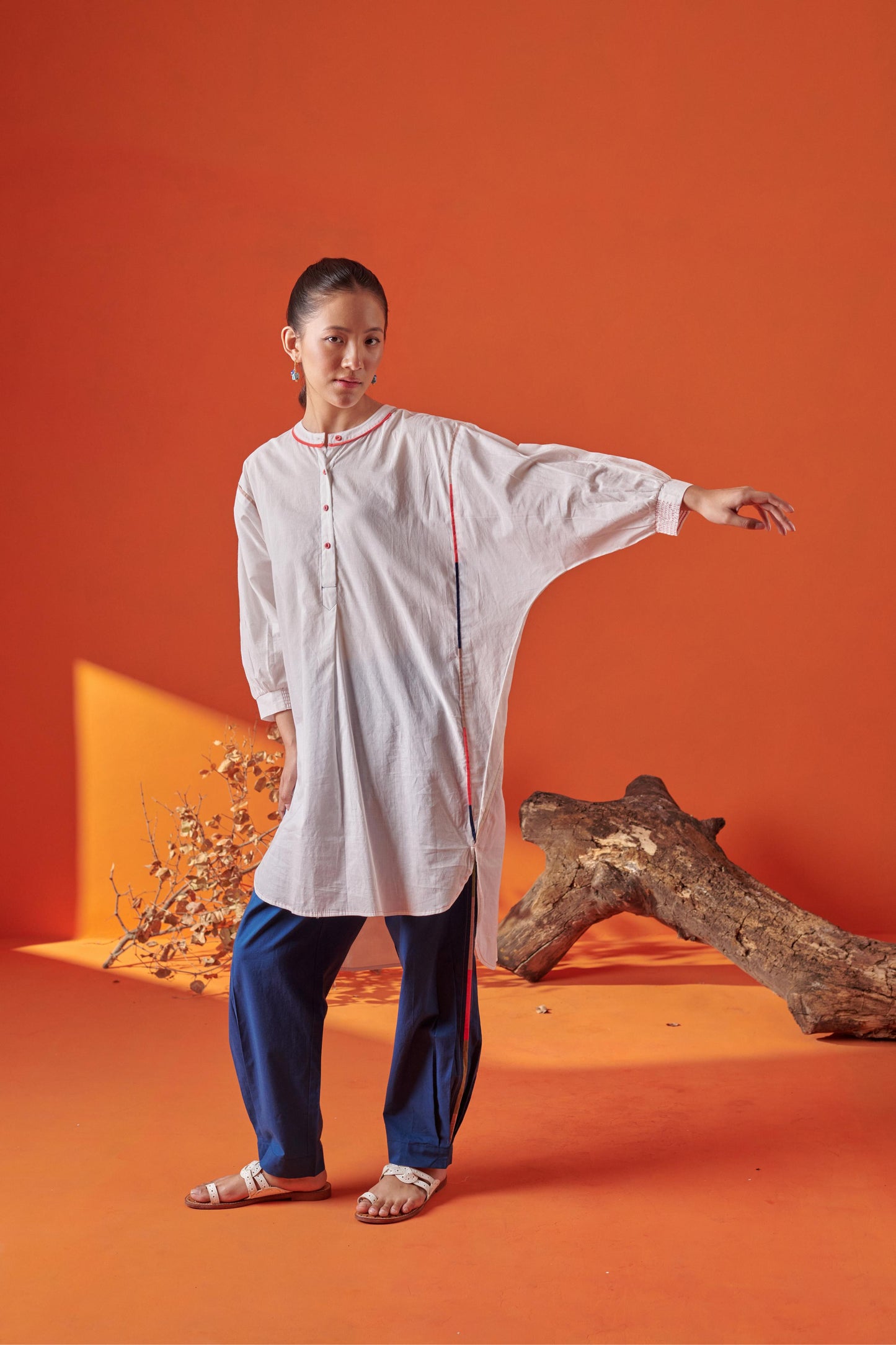 Bella White Asymmetric Tunic