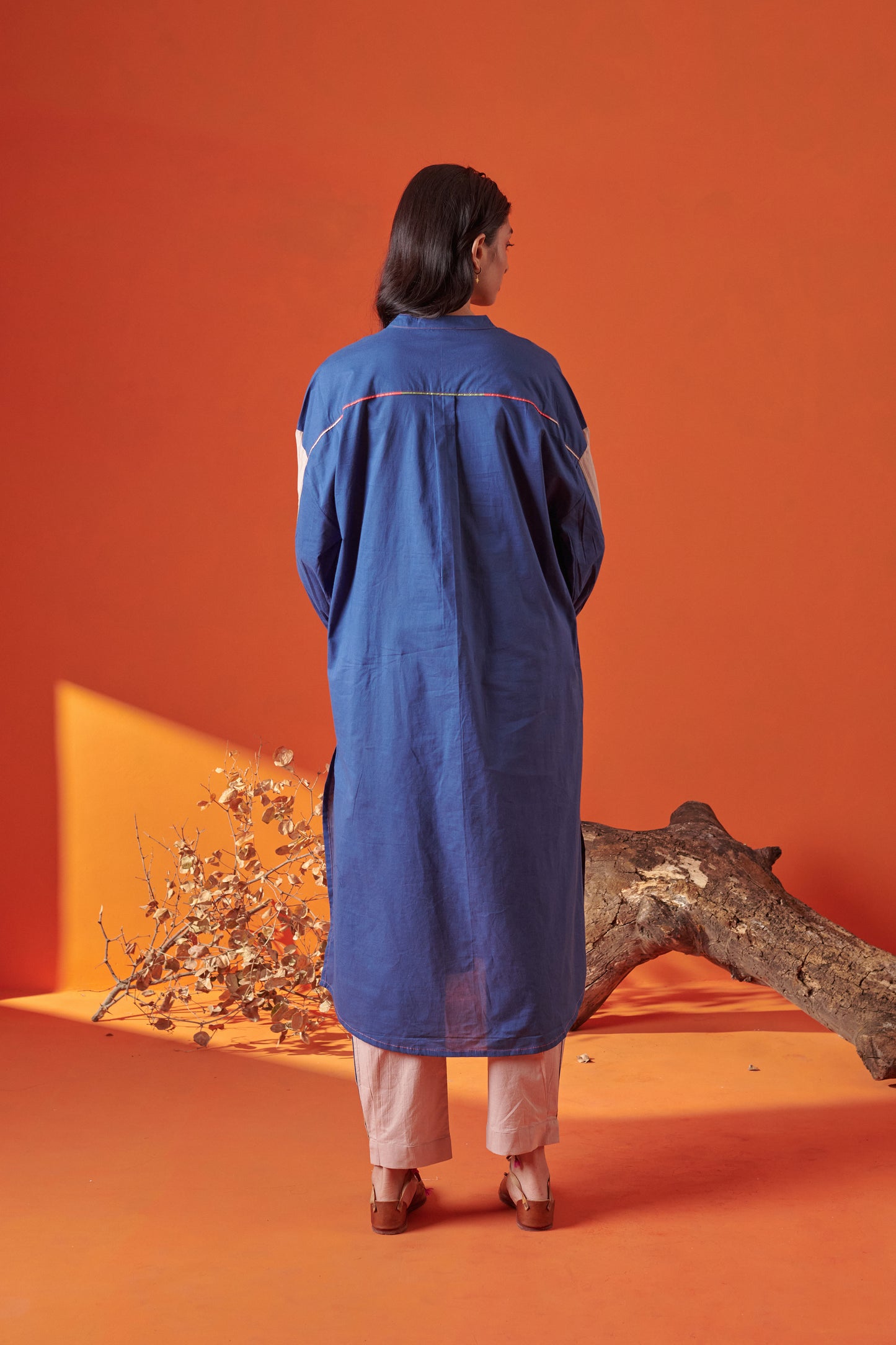 Inara Blue Kurta Style Shirt Dress