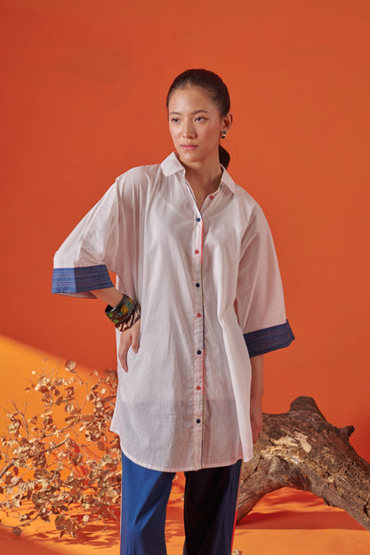 Arlo White Drop Shoulder Long Shirt