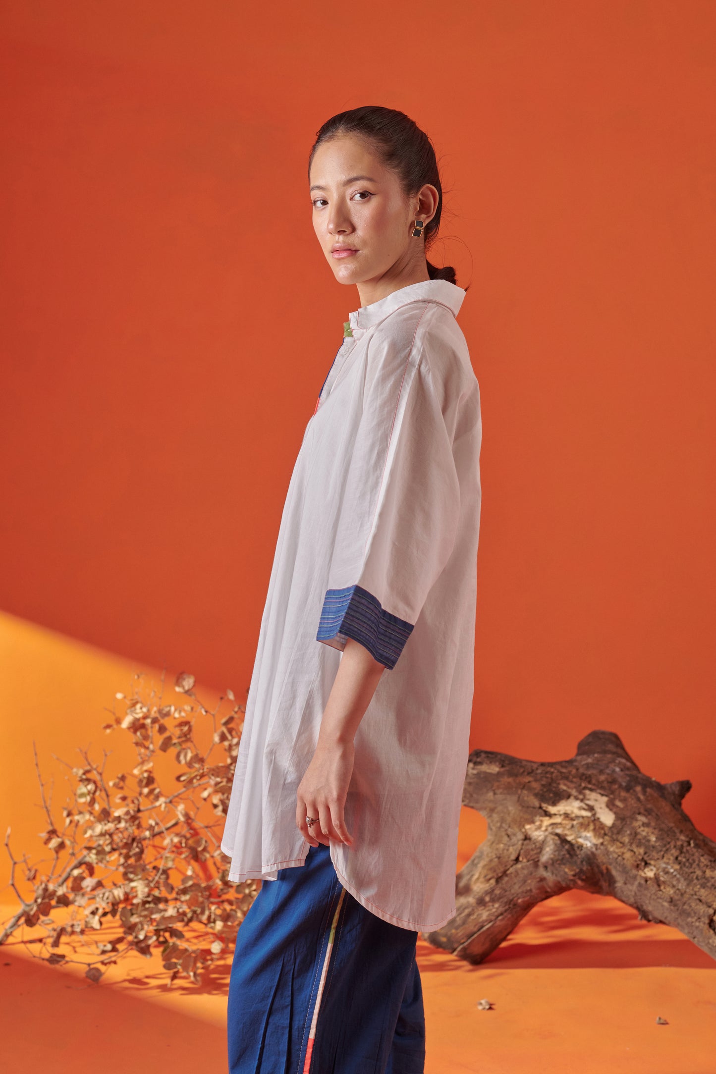 Arlo White Drop Shoulder Long Shirt